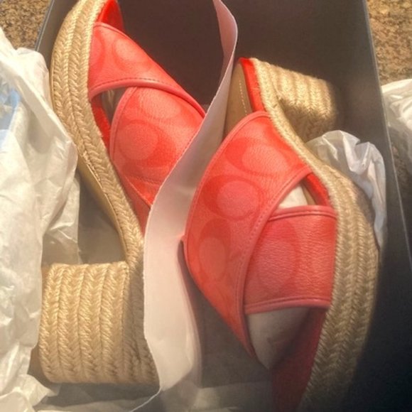 Coach Pink Lemonade/Pop Red Sloan SIG Espadrille - Picture 1 of 11